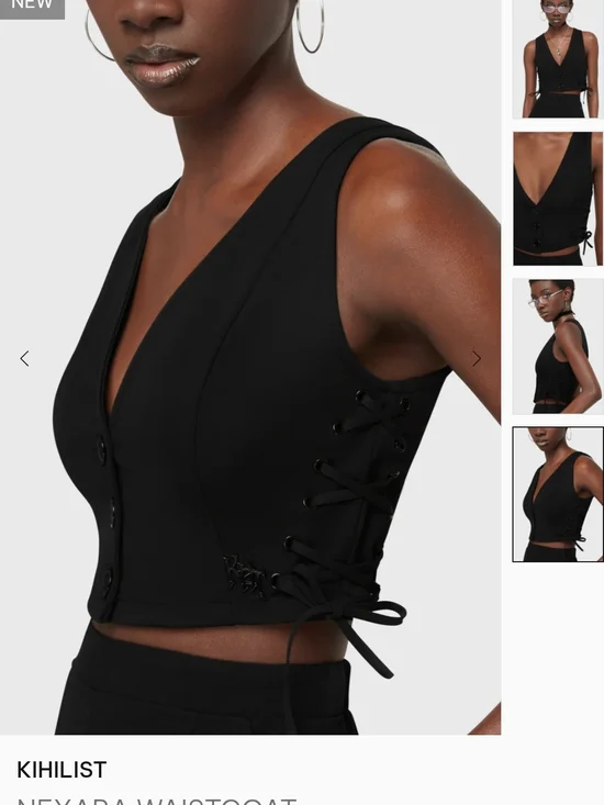 Black Lace-Up Waistcoat Top - Picture 2 of 5